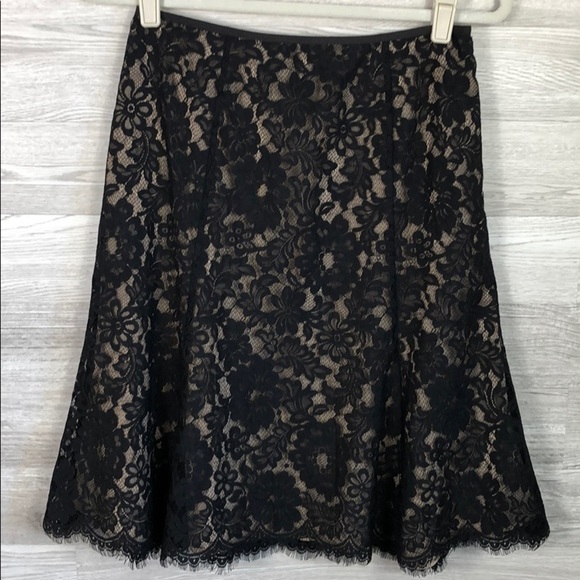 NWT Ann Taylor Black Lace A-Line Midi Skirt New 2 - Picture 6 of 14